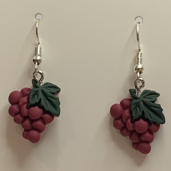 Grapes Earring, Fruit Earring, Funny Food Earring, Wine Earring, Drink Earring - Picture 4 of 6